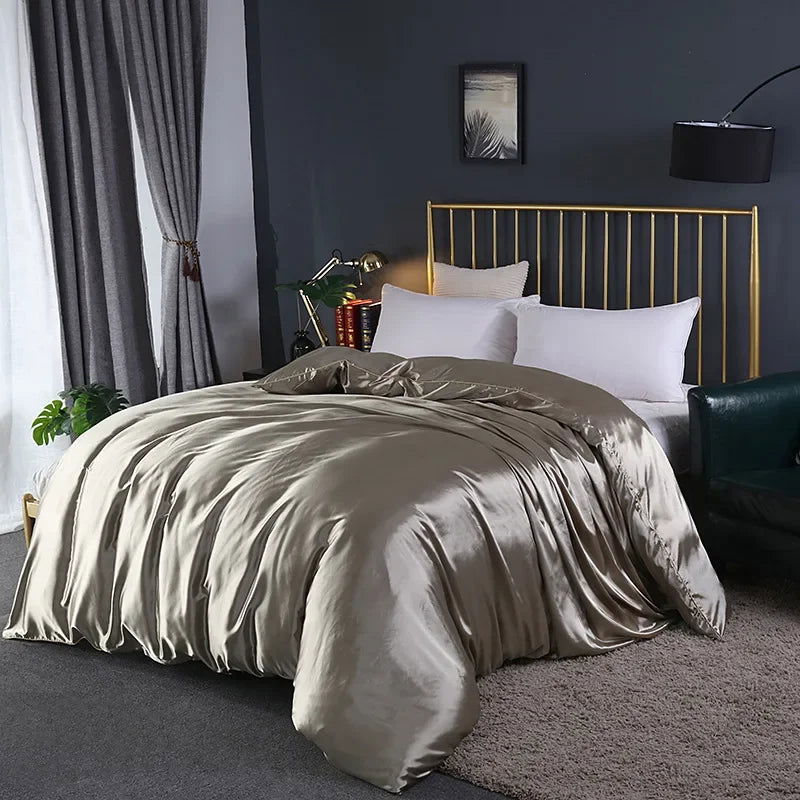 Natural Mulberry Silky Blending Duvet Cover Queen Soft Smooth Quilt Cover Luxury Satin Home King Size Blanket Comforter Covers - Slobuy
