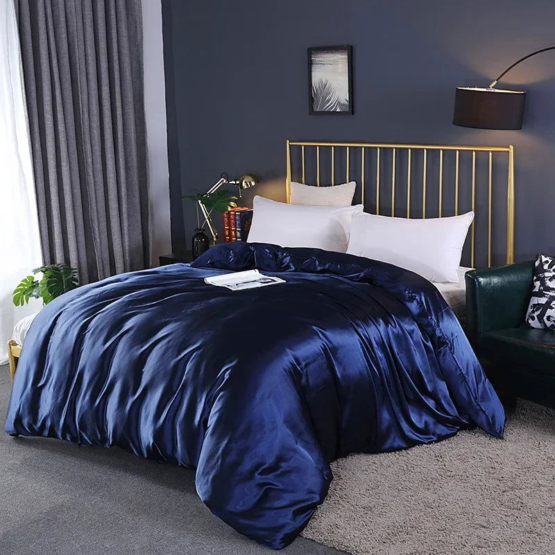 Natural Mulberry Silky Blending Duvet Cover Queen Soft Smooth Quilt Cover Luxury Satin Home King Size Blanket Comforter Covers - Slobuy