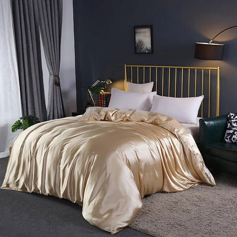 Natural Mulberry Silky Blending Duvet Cover Queen Soft Smooth Quilt Cover Luxury Satin Home King Size Blanket Comforter Covers - Slobuy