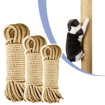 Natural Sisal Rope Cat Scratcher Rope Tree Scratching DIY Toy Paw Claw Furniture Protector Scratching Post Cat Accessories - Slobuy
