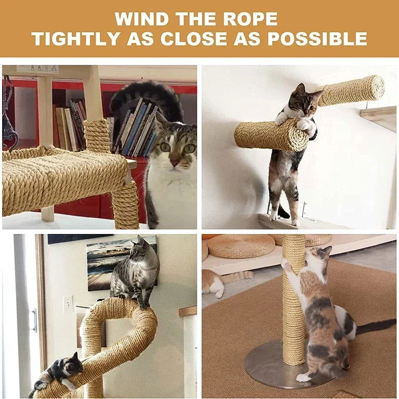 Natural Sisal Rope Cat Scratcher Rope Tree Scratching DIY Toy Paw Claw Furniture Protector Scratching Post Cat Accessories - Slobuy