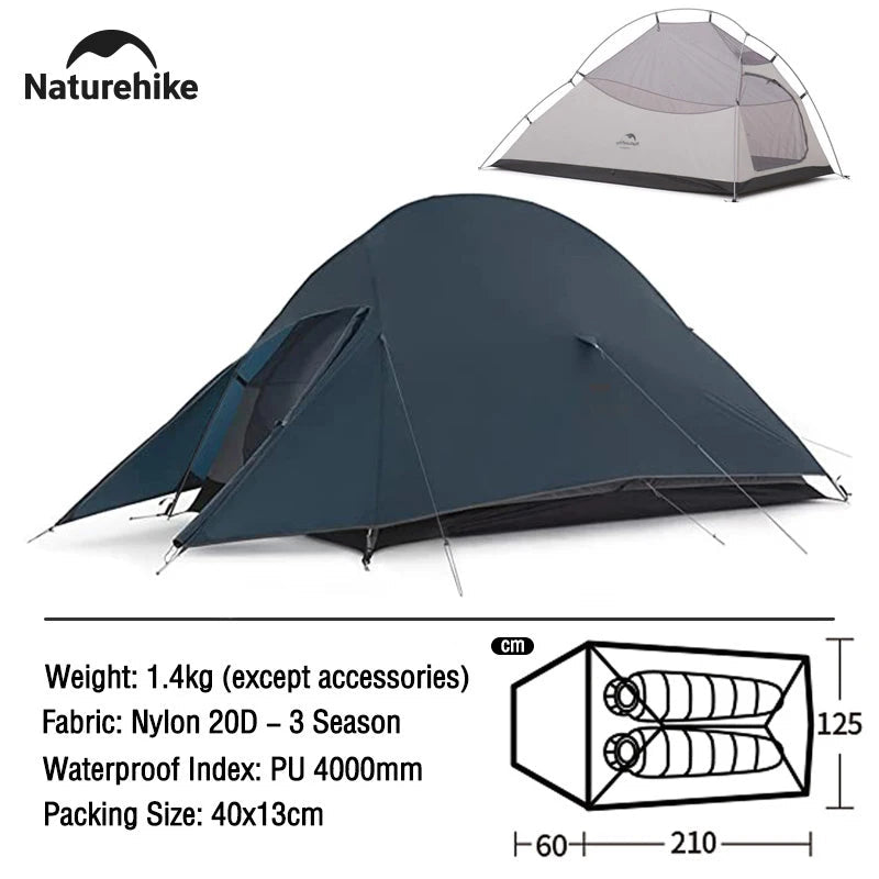 Naturehike 2 Person Camping Tent Ultralight Waterproof Nylon Trekking Tents Hiking Backpacking Shelter Tent Outdoor Travel Tent - Slobuy