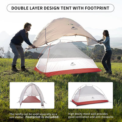 Naturehike Camping Tent Ultralight Portable Cloud Up 1 Person Shelter Tent Folding Backpack Waterproof Tent Travel Beach Tent - Slobuy