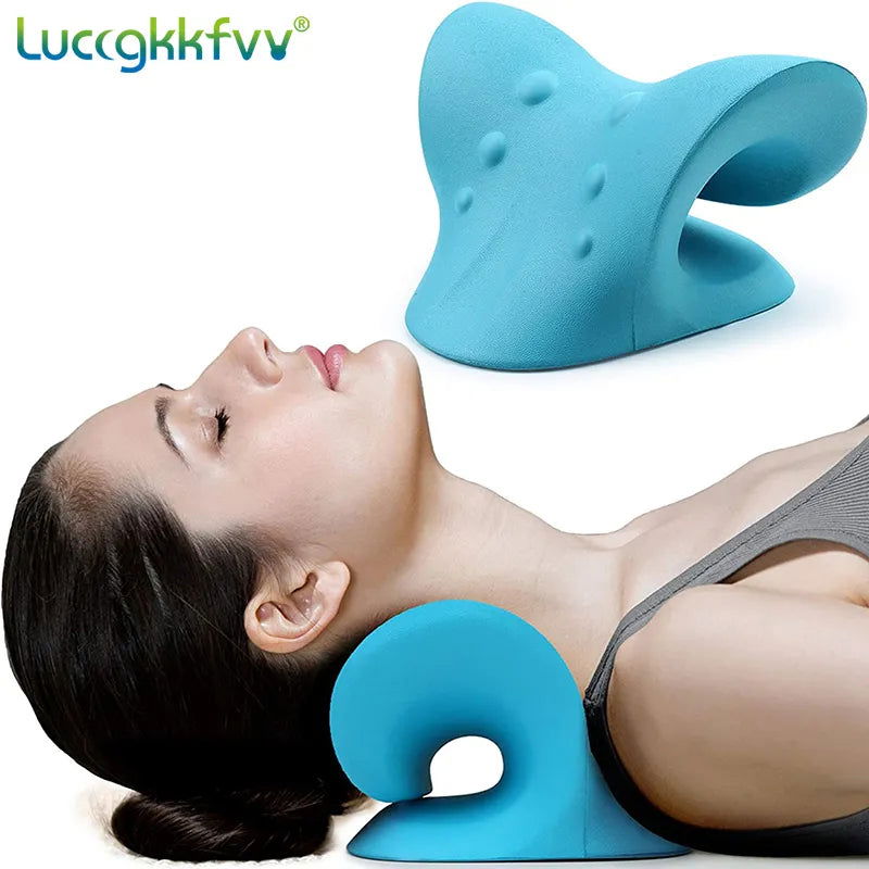 Neck Stretcher Massage Relaxer Cervical Chiropractic Traction Pillow Massager Pain Relief Neck Support Traction Corrector Device - Slobuy
