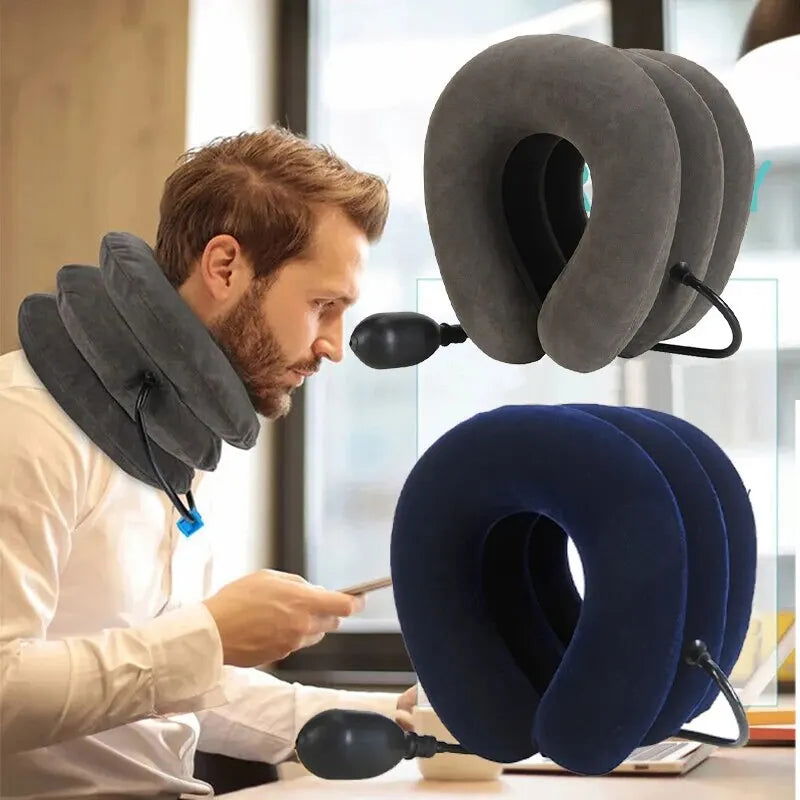 Neck Support Cushion Inflatable Air Cervical Neck Traction Device Body Relaxing Tractor Support Massage NECK Pillow - Slobuy