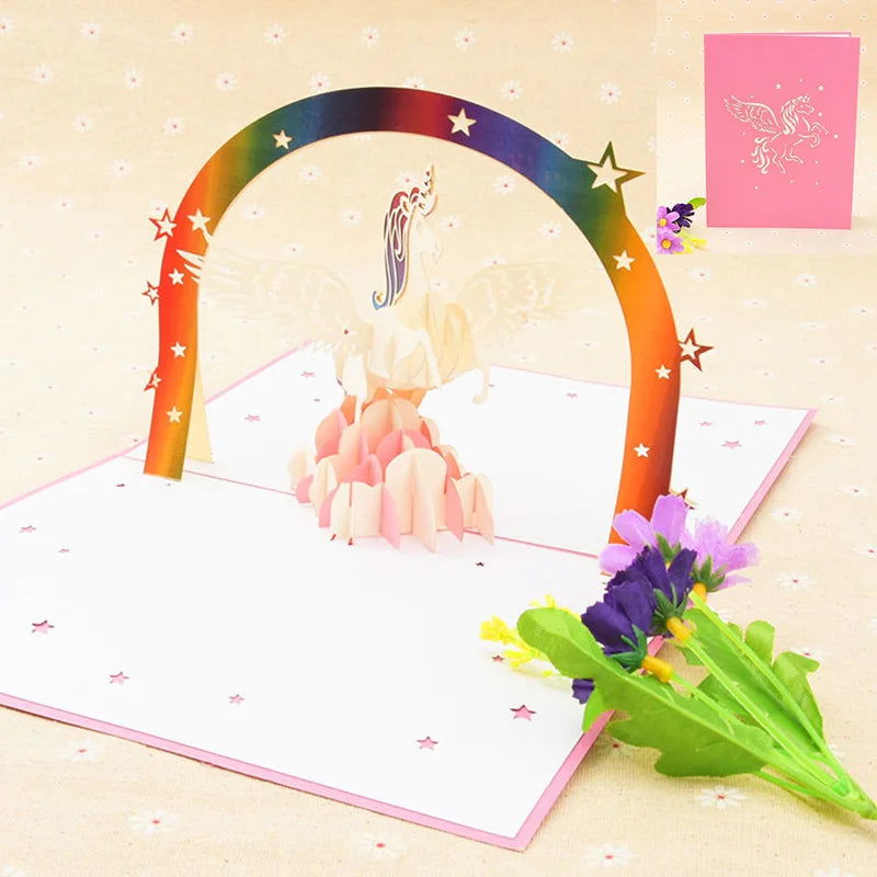 New 3D Pop UP Happy Birthday Invitations Greeting Cards Kids Gift Postcard Cake Piano Miniatures Customizable Thank You Card - Slobuy