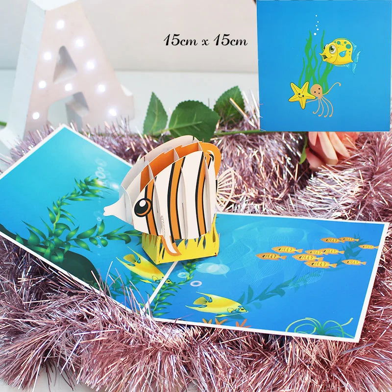 New 3D Pop UP Happy Birthday Invitations Greeting Cards Kids Gift Postcard Cake Piano Miniatures Customizable Thank You Card - Slobuy