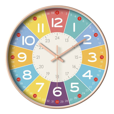New 8 Inch Round Wall Clock Modern Design Silent Timepieces For Kids Sitting Room Bedroom Learning Clocks Decoration Accessories - Slobuy