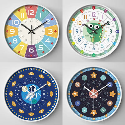 New 8 Inch Round Wall Clock Modern Design Silent Timepieces For Kids Sitting Room Bedroom Learning Clocks Decoration Accessories - Slobuy