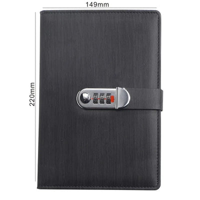 New A5 retro password book with Lock Diary Book Student Notebook Notebook sub-password Lock Notebook - Slobuy