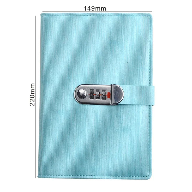 New A5 retro password book with Lock Diary Book Student Notebook Notebook sub-password Lock Notebook - Slobuy