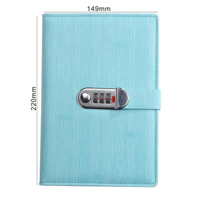 New A5 retro password book with Lock Diary Book Student Notebook Notebook sub-password Lock Notebook - Slobuy