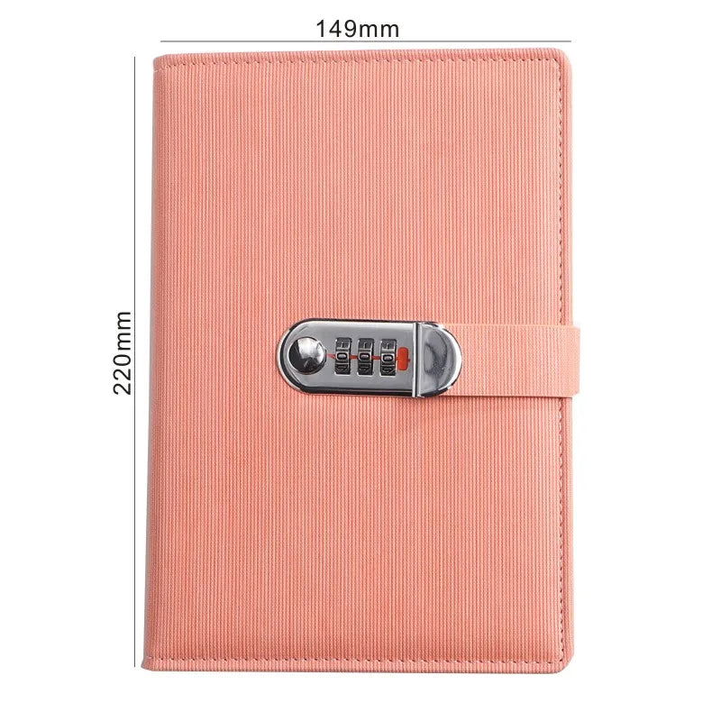New A5 retro password book with Lock Diary Book Student Notebook Notebook sub-password Lock Notebook - Slobuy