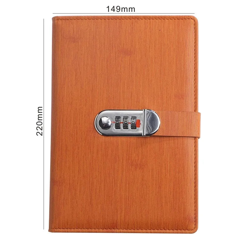 New A5 retro password book with Lock Diary Book Student Notebook Notebook sub-password Lock Notebook - Slobuy