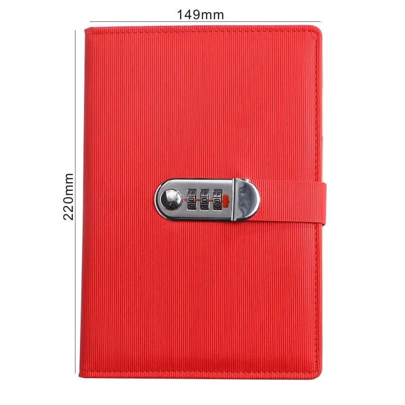 New A5 retro password book with Lock Diary Book Student Notebook Notebook sub-password Lock Notebook - Slobuy