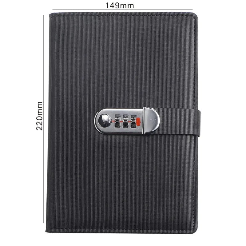 New A5 retro password book with Lock Diary Book Student Notebook Notebook sub-password Lock Notebook - Slobuy