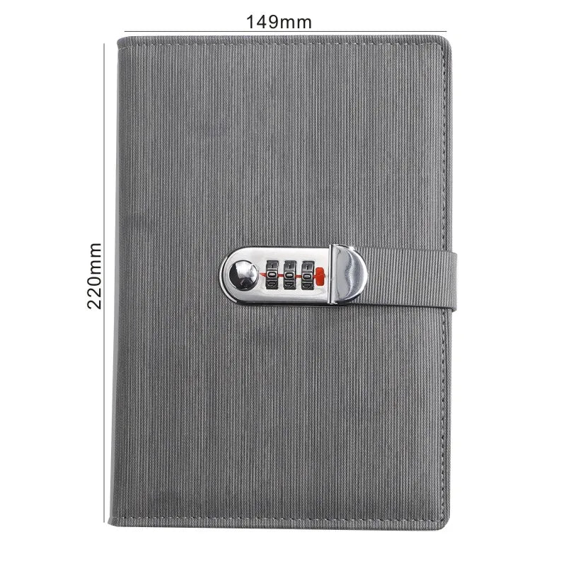 New A5 retro password book with Lock Diary Book Student Notebook Notebook sub-password Lock Notebook - Slobuy