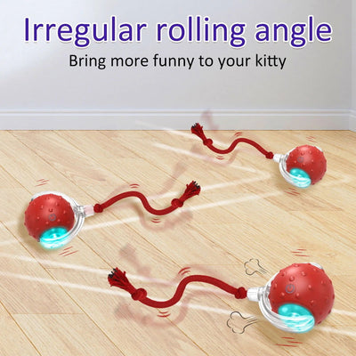 New Cat Rolling Ball Bird Chirping Interactive Cats Toys Motion Sensor Cat Toy Balls Random Rolling Pet Kitten Teaser Long Tail - Slobuy