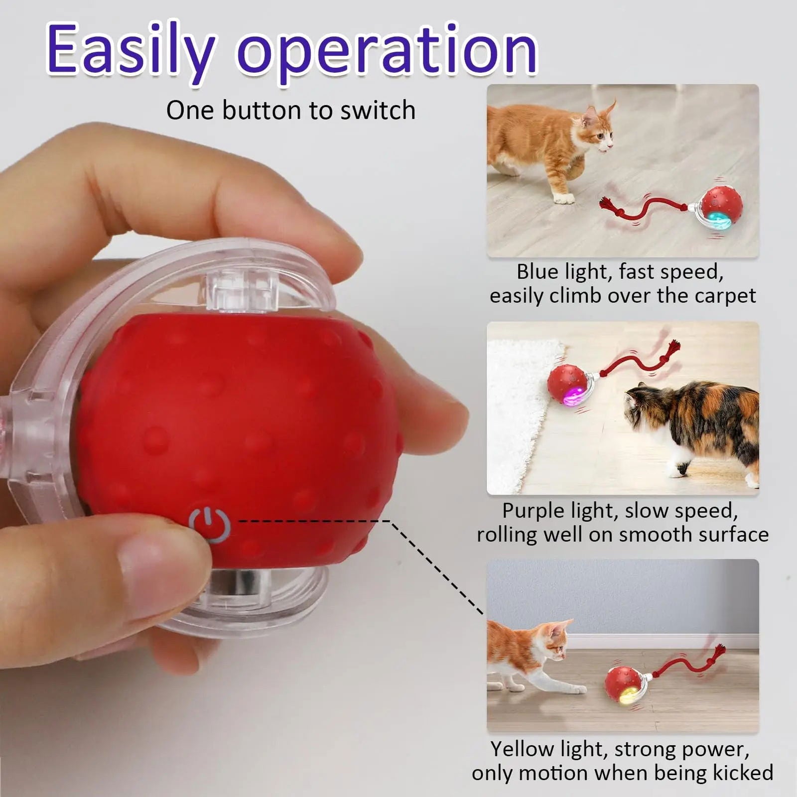 New Cat Rolling Ball Bird Chirping Interactive Cats Toys Motion Sensor Cat Toy Balls Random Rolling Pet Kitten Teaser Long Tail - Slobuy