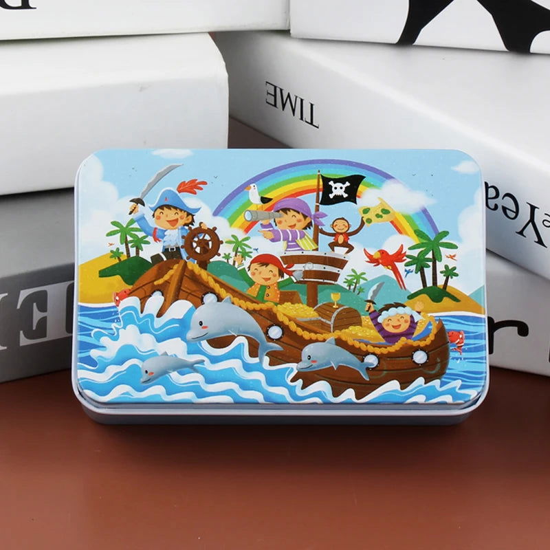 New Children 60 Pieces Wooden Puzzle Kids Cartoon Animal Vehicle Wood Toy Jigsaw Baby Early Educational For Christmas Gift Toys - Slobuy