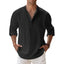 New Cotton Linen Shirts for Men Casual Shirts Lightweight Long Sleeve Henley Beach Shirts Hawaiian T Shirts for Men - Slobuy