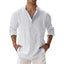 New Cotton Linen Shirts for Men Casual Shirts Lightweight Long Sleeve Henley Beach Shirts Hawaiian T Shirts for Men - Slobuy
