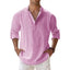 New Cotton Linen Shirts for Men Casual Shirts Lightweight Long Sleeve Henley Beach Shirts Hawaiian T Shirts for Men - Slobuy