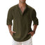 New Cotton Linen Shirts for Men Casual Shirts Lightweight Long Sleeve Henley Beach Shirts Hawaiian T Shirts for Men - Slobuy