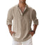 New Cotton Linen Shirts for Men Casual Shirts Lightweight Long Sleeve Henley Beach Shirts Hawaiian T Shirts for Men - Slobuy