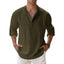 New Cotton Linen Shirts for Men Casual Shirts Lightweight Long Sleeve Henley Beach Shirts Hawaiian T Shirts for Men - Slobuy