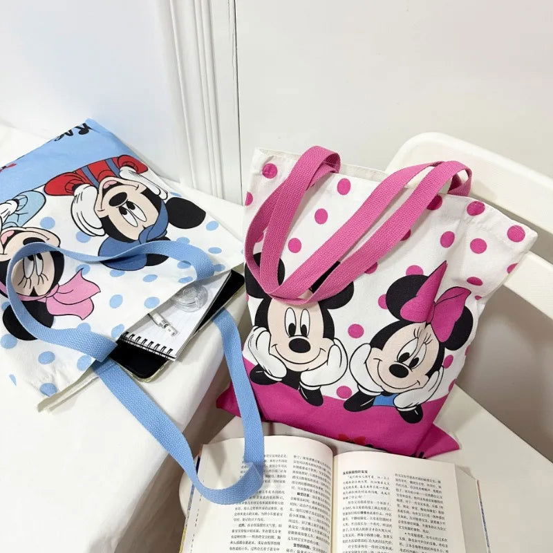 New Disney Mickey and Minnie Cartoon Creative Printed Pattern Handbag Large Capacity Fashion Canvas Shoulder Bag for Women - Slobuy
