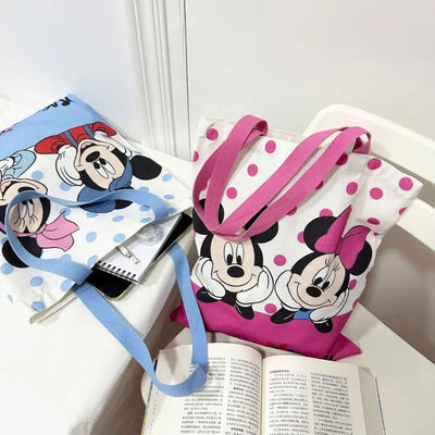 New Disney Mickey and Minnie Cartoon Creative Printed Pattern Handbag Large Capacity Fashion Canvas Shoulder Bag for Women - Slobuy