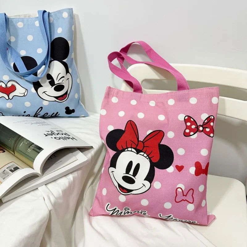 New Disney Mickey and Minnie Cartoon Creative Printed Pattern Handbag Large Capacity Fashion Canvas Shoulder Bag for Women - Slobuy