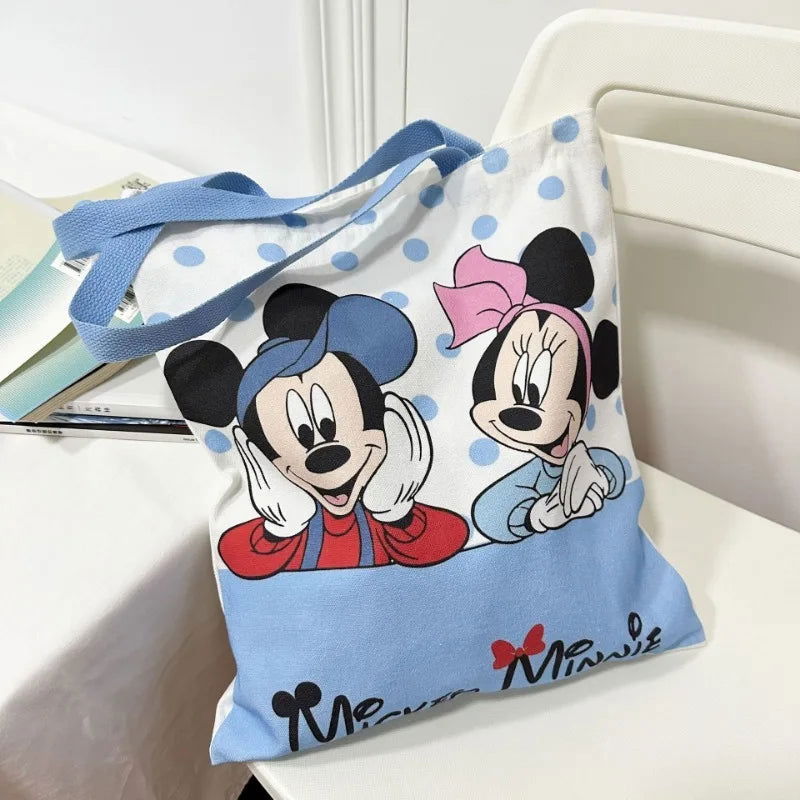 New Disney Mickey and Minnie Cartoon Creative Printed Pattern Handbag Large Capacity Fashion Canvas Shoulder Bag for Women - Slobuy