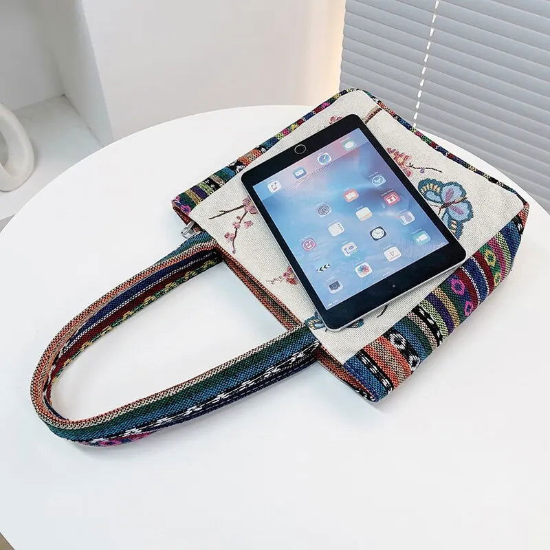 New Ethnic Style Bento Bag Office Handbag Student Canvas Handbag Chinoiserie Style Bag - Slobuy