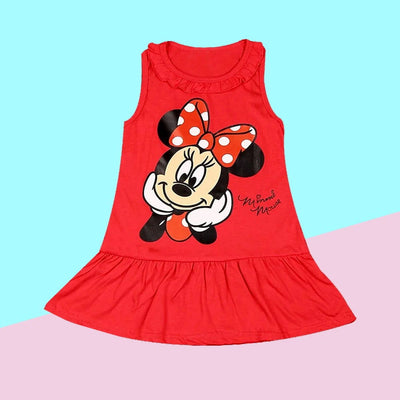 New Fashion Baby Girls Dress Summer Dress Cartoon Cotton Red Minnie Dress Princess Dress Children's Girl Clothing 1-6Years - Slobuy