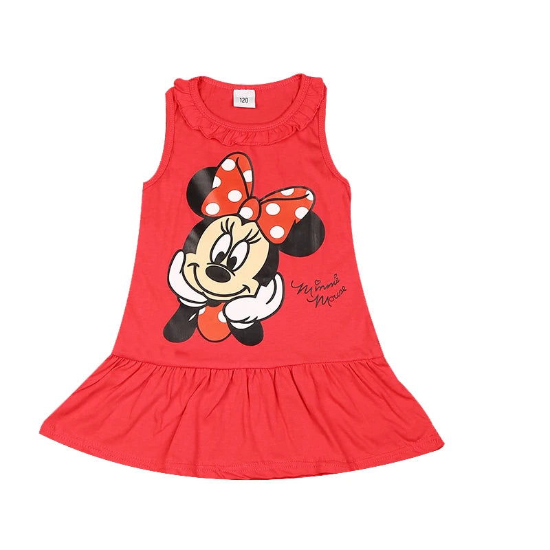 New Fashion Baby Girls Dress Summer Dress Cartoon Cotton Red Minnie Dress Princess Dress Children's Girl Clothing 1-6Years - Slobuy