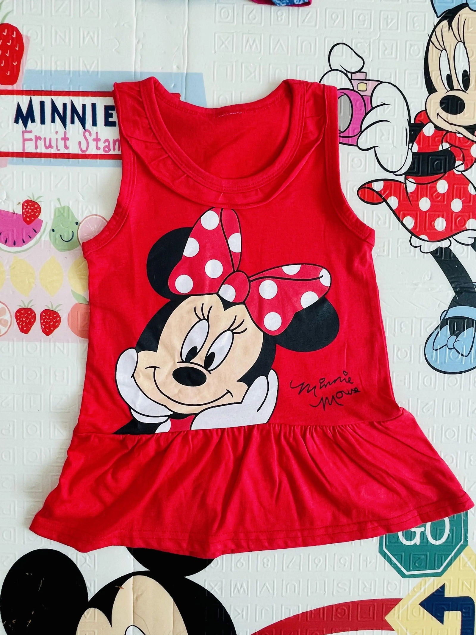 New Fashion Baby Girls Dress Summer Dress Cartoon Cotton Red Minnie Dress Princess Dress Children's Girl Clothing 1-6Years - Slobuy