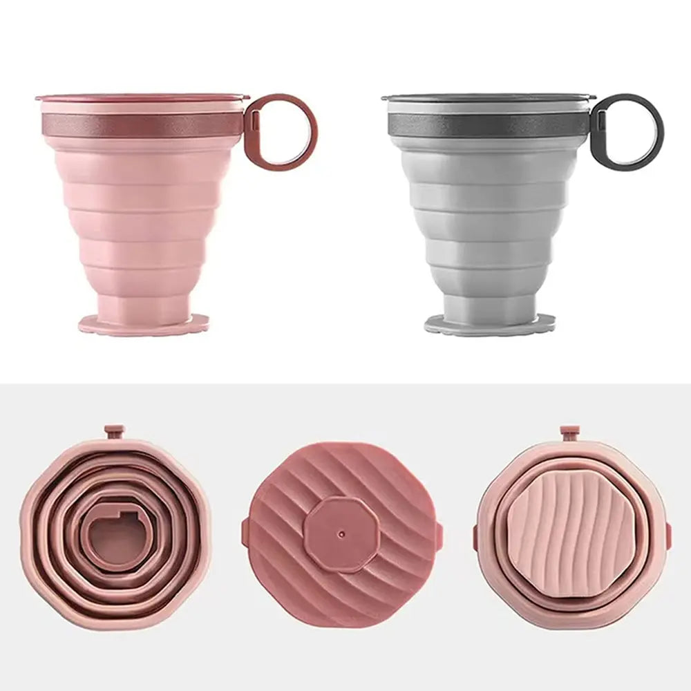 New Folding Coffee Cup Portable Outdoor Folding Water Cup Travel Carrying Cup with Lid Mouthwash Cup - Slobuy