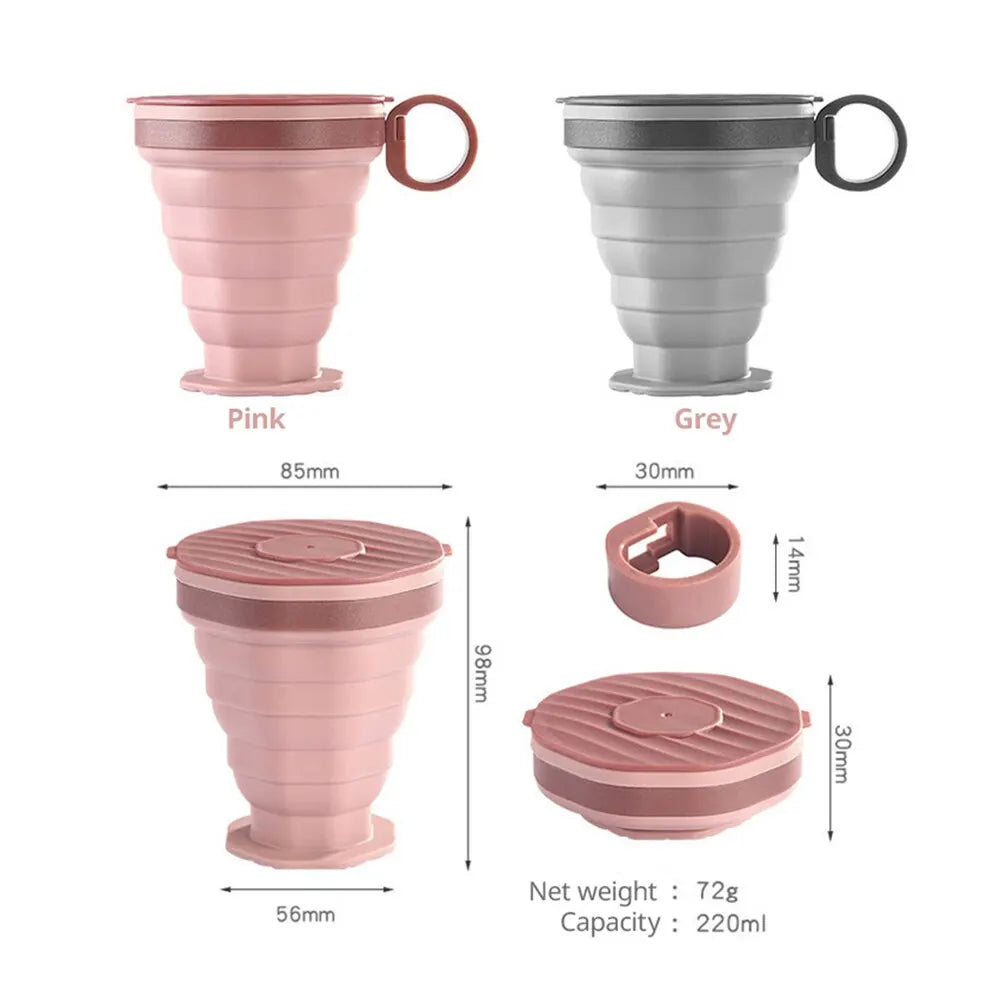 New Folding Coffee Cup Portable Outdoor Folding Water Cup Travel Carrying Cup with Lid Mouthwash Cup - Slobuy