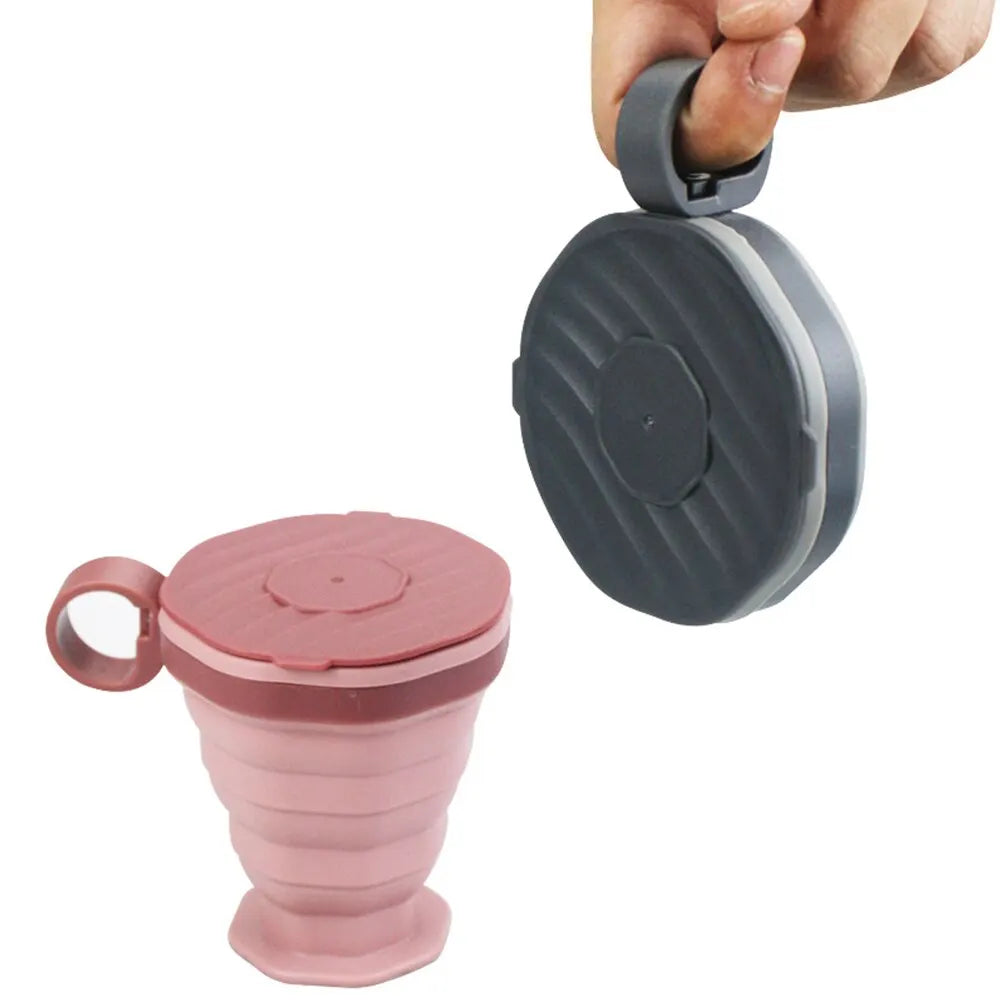New Folding Coffee Cup Portable Outdoor Folding Water Cup Travel Carrying Cup with Lid Mouthwash Cup - Slobuy