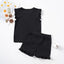 New Girls Solid Sets 2pcs Clothing Set Casual  Sleeveless Tops+ Short Pants Suits Kids Fashion Summer Clothes Suit 0-5T - Slobuy