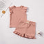 New Girls Solid Sets 2pcs Clothing Set Casual  Sleeveless Tops+ Short Pants Suits Kids Fashion Summer Clothes Suit 0-5T - Slobuy