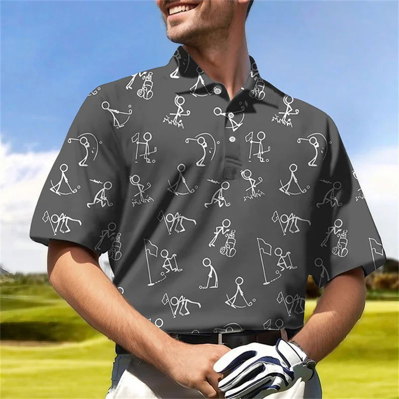 New Golf Harajuku Polo Collar Short sleeved Sweatshirt Men's Polo Shirt Summer Comfortable and Breathable Casual Street Clothing - Slobuy