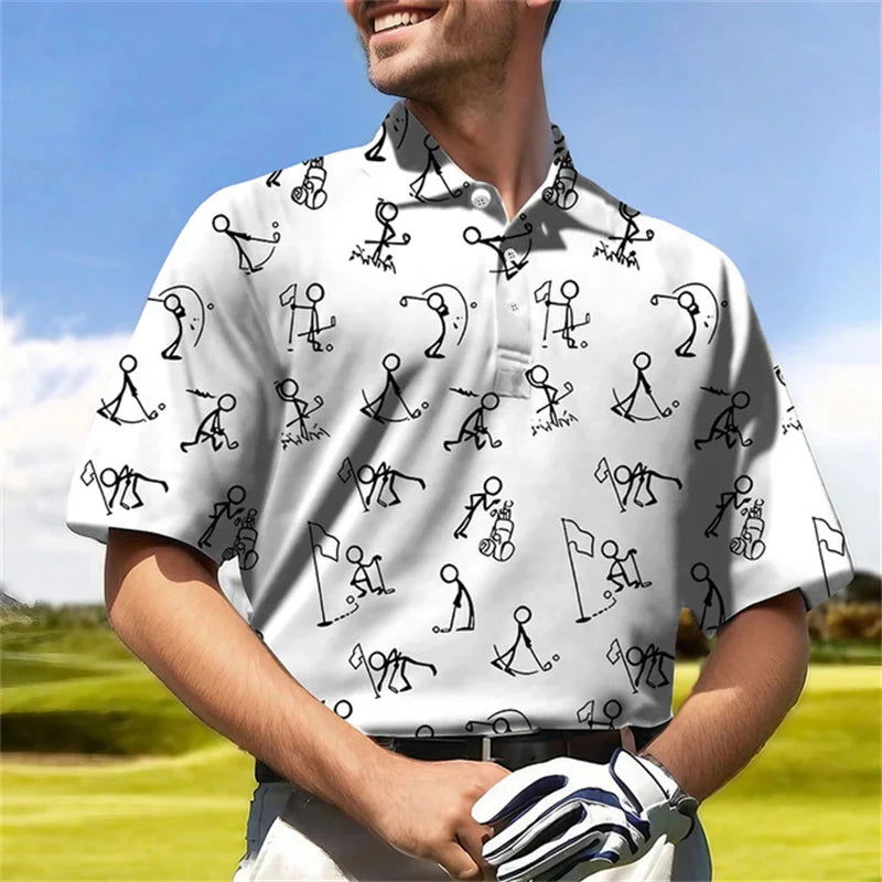 New Golf Harajuku Polo Collar Short sleeved Sweatshirt Men's Polo Shirt Summer Comfortable and Breathable Casual Street Clothing - Slobuy