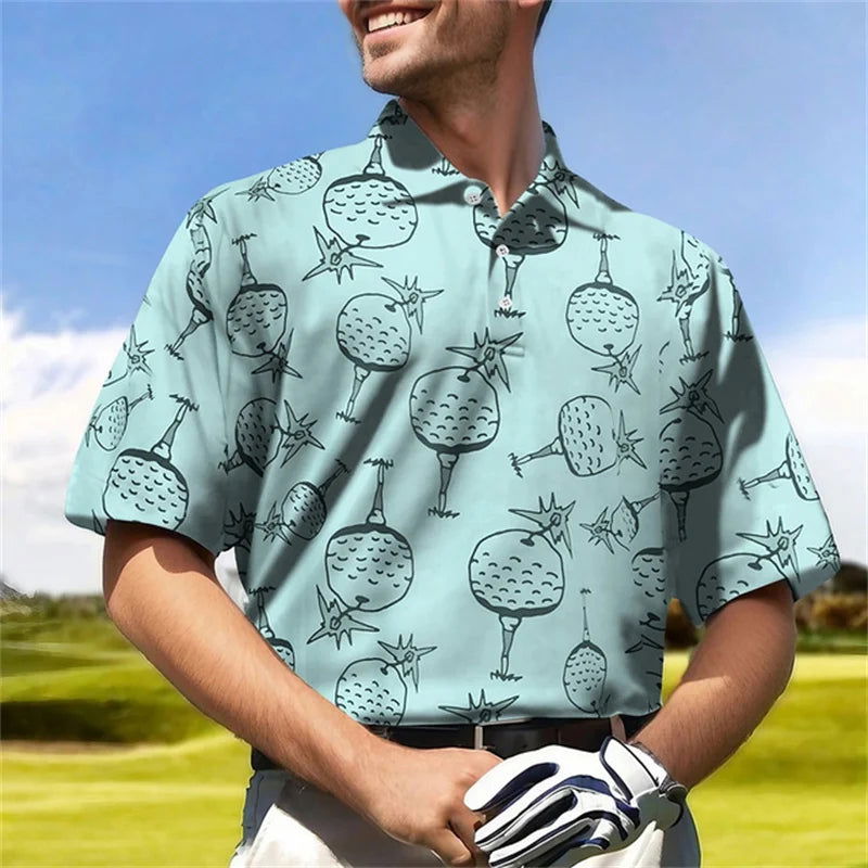 New Golf Harajuku Polo Collar Short sleeved Sweatshirt Men's Polo Shirt Summer Comfortable and Breathable Casual Street Clothing - Slobuy