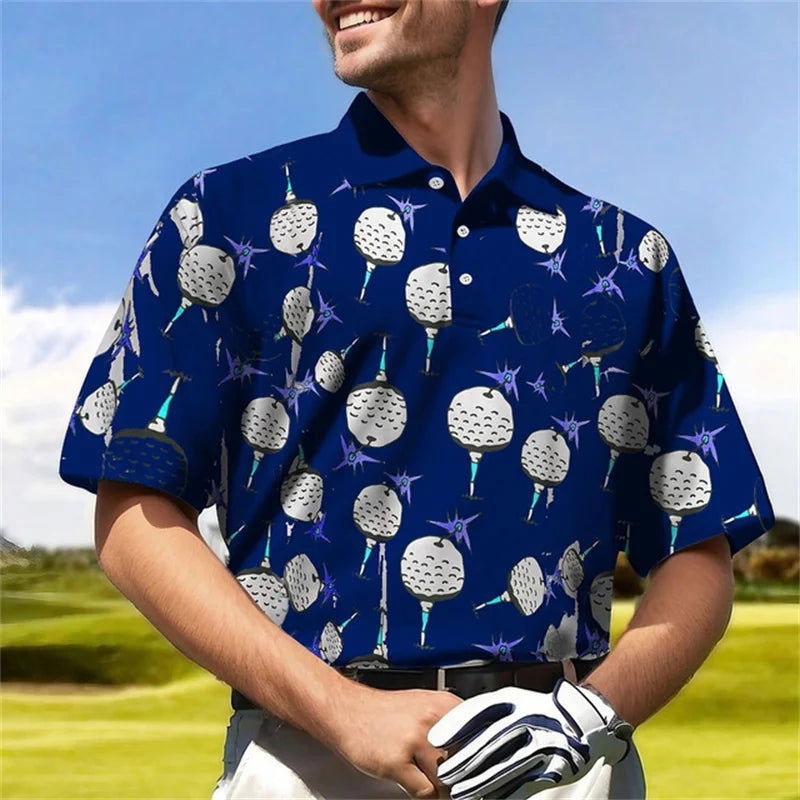 New Golf Harajuku Polo Collar Short sleeved Sweatshirt Men's Polo Shirt Summer Comfortable and Breathable Casual Street Clothing - Slobuy