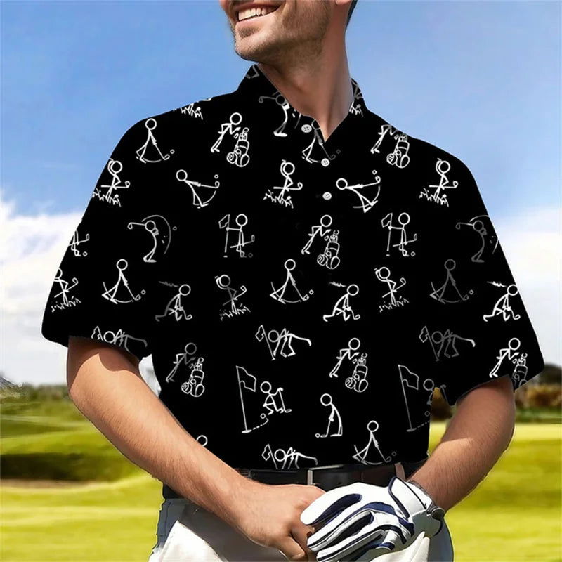 New Golf Harajuku Polo Collar Short sleeved Sweatshirt Men's Polo Shirt Summer Comfortable and Breathable Casual Street Clothing - Slobuy
