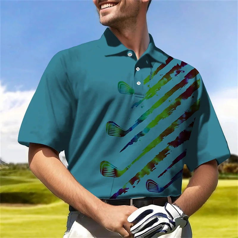 New Golf Harajuku Polo Collar Short sleeved Sweatshirt Men's Polo Shirt Summer Comfortable and Breathable Casual Street Clothing - Slobuy
