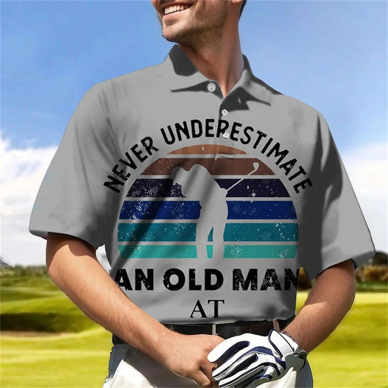 New Golf Harajuku Polo Collar Short sleeved Sweatshirt Men's Polo Shirt Summer Comfortable and Breathable Casual Street Clothing - Slobuy